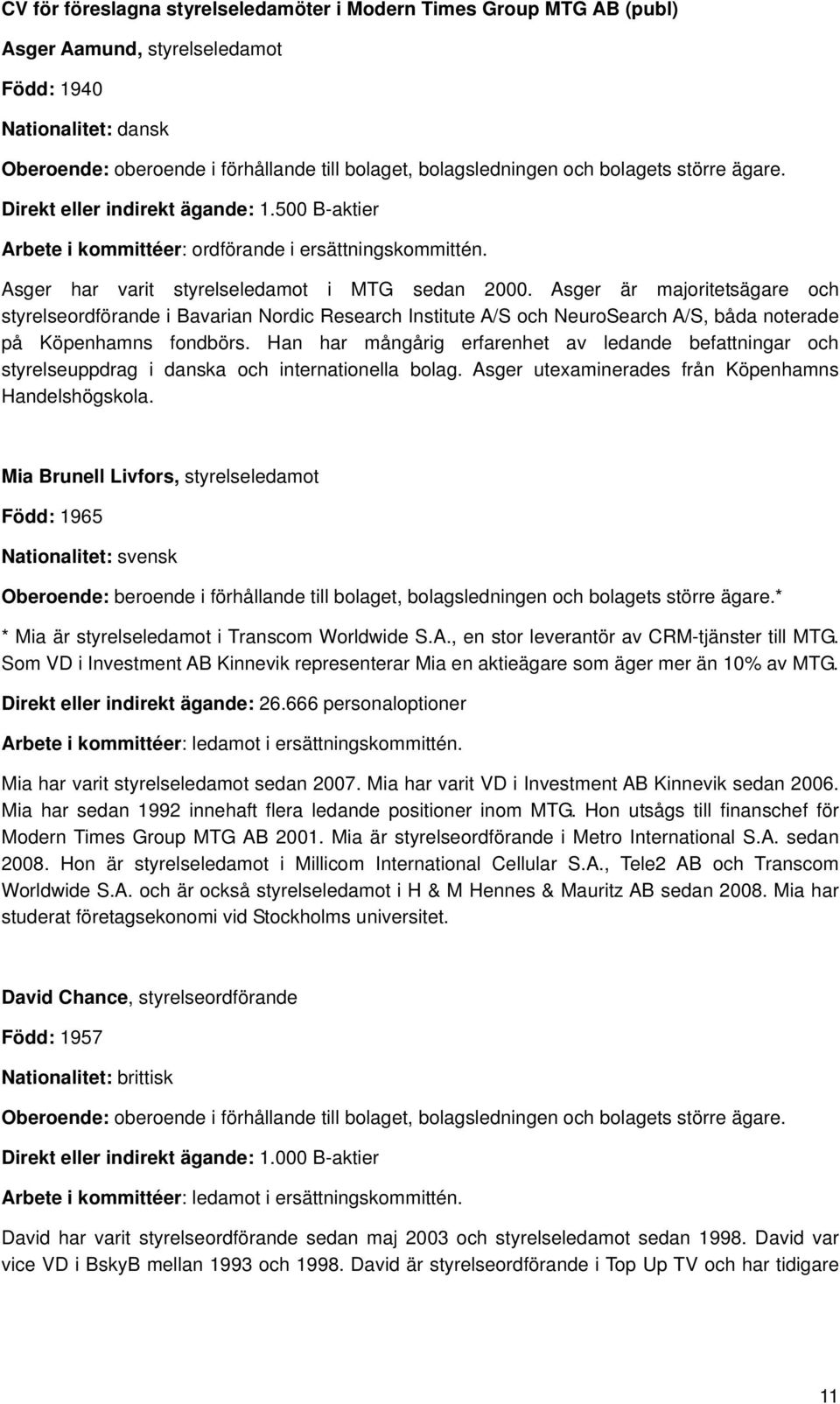 Asger är majoritetsägare och styrelseordförande i Bavarian Nordic Research Institute A/S och NeuroSearch A/S, båda noterade på Köpenhamns fondbörs.