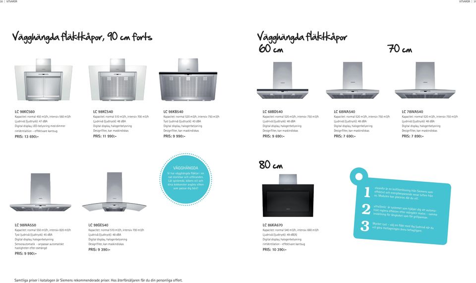 Designfilter, kan maskindiskas PRIS: 11 990:- LC 98KB540 Kapacitet: normal 520 m3/h, intensiv 750 m3/h Tyst ljudnivå (ljudtryck): 43 dba Digital display, halogenbelysning Designfilter, kan