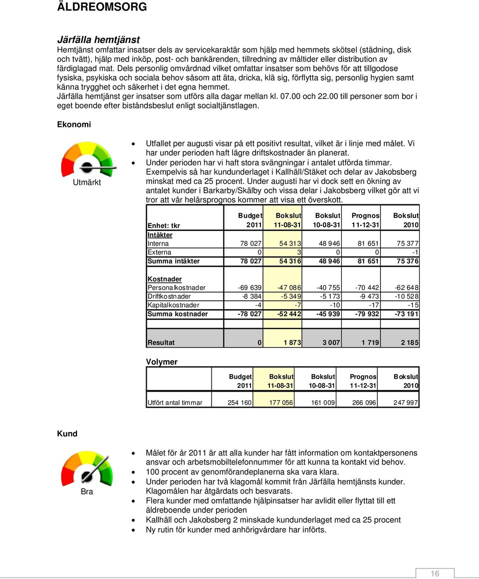 Dels personlig omvårdnad vilket omfattar insatser som behövs för att tillgodose fysiska, psykiska och sociala behov såsom att äta, dricka, klä sig, förflytta sig, personlig hygien samt känna trygghet