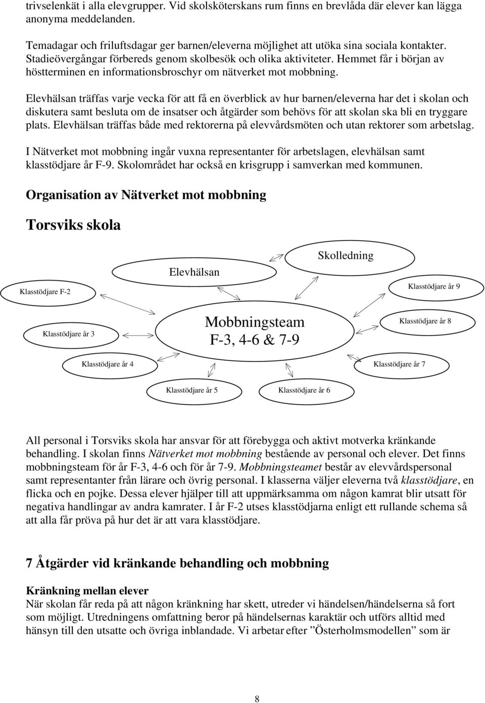 Hemmet får i början av höstterminen en informationsbroschyr om nätverket mot mobbning.