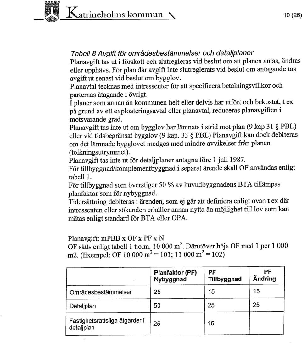 Planavtal tecknas med intressenter för att specificera betalningsvillkor och parternas åtagande i övrigt.