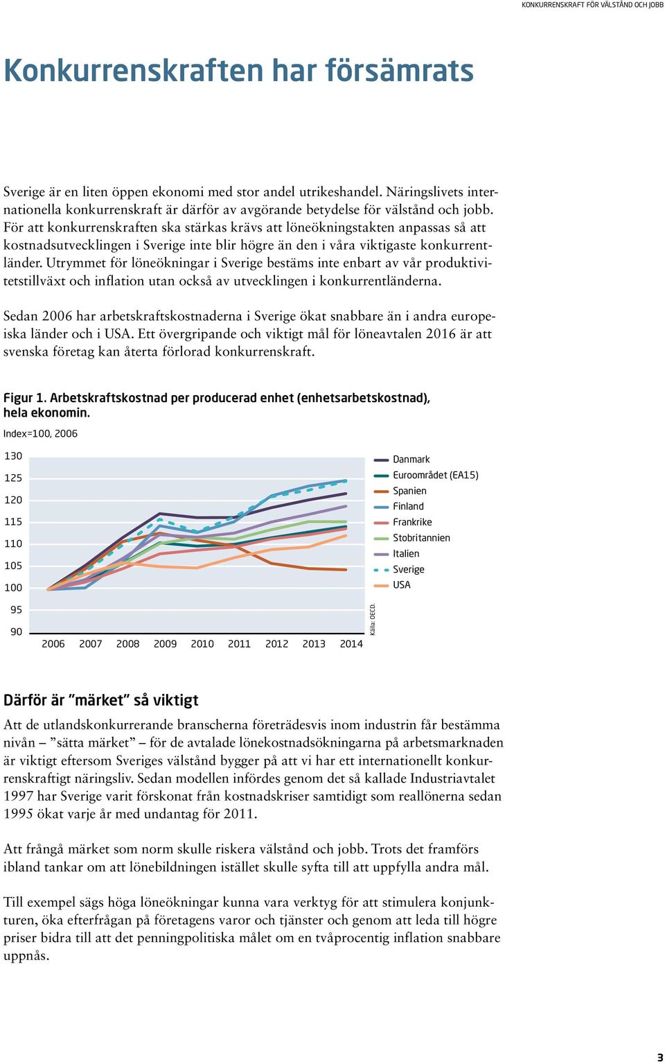 Utrymmet för löneökningar i Sverige bestäms inte enbart av vår produktivitetstillväxt och inflation utan också av utvecklingen i konkurrentländerna.