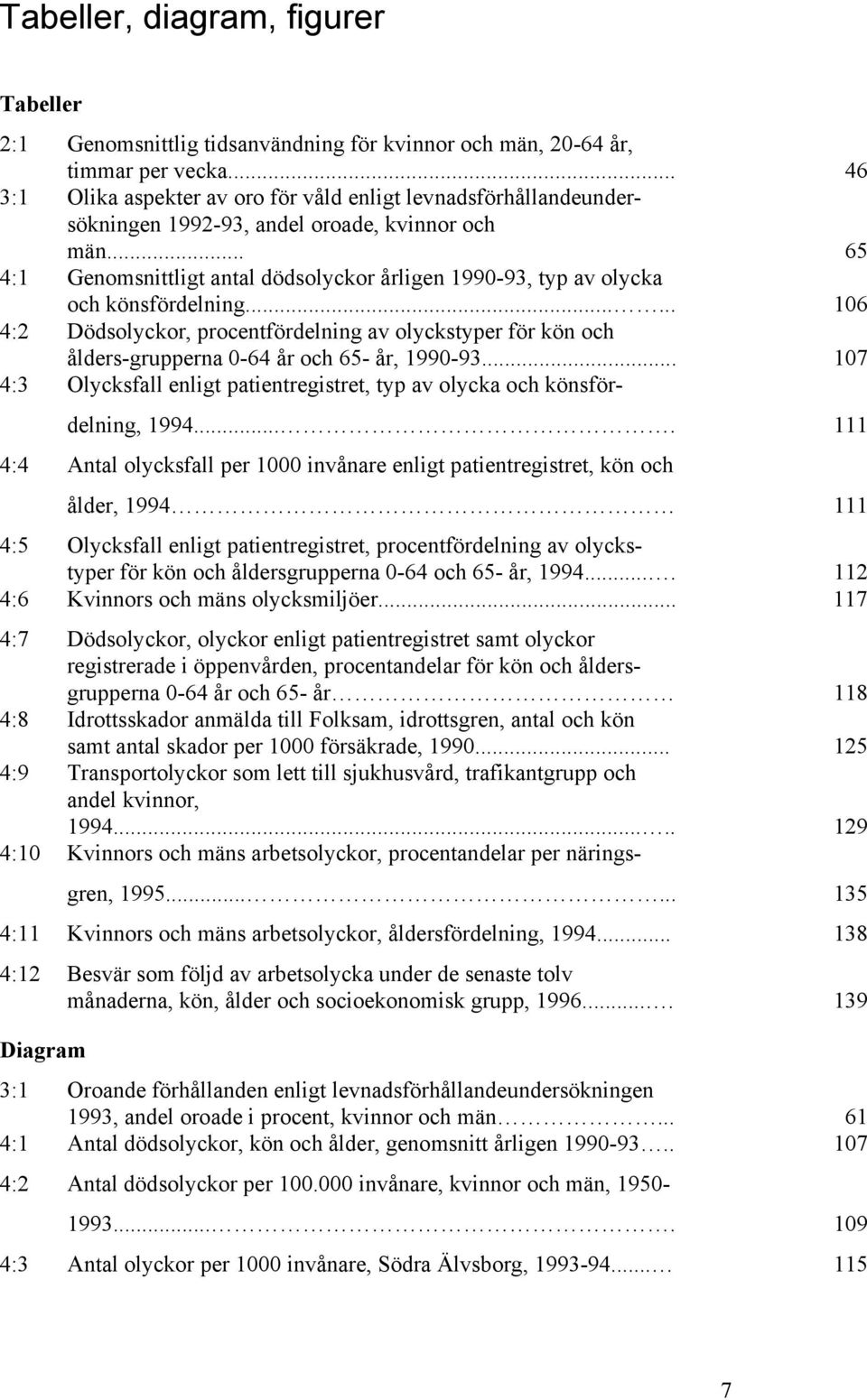 .. 65 4:1 Genomsnittligt antal dödsolyckor årligen 1990-93, typ av olycka och könsfördelning.