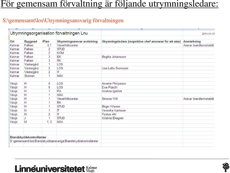 utrymningsledare: