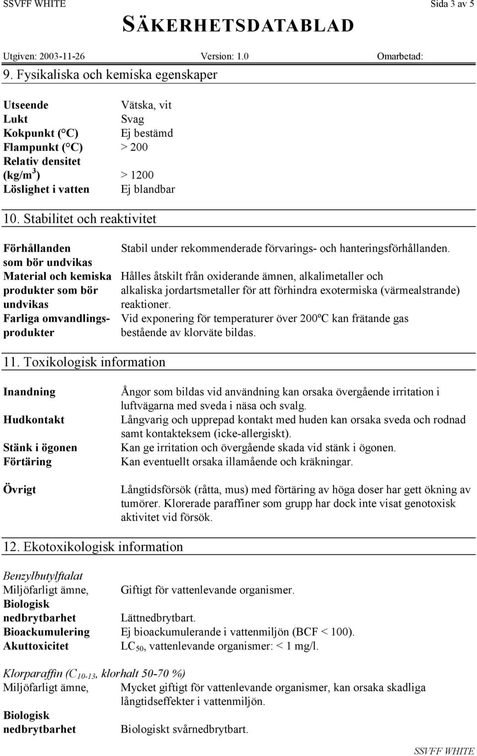 som bör undvikas Material och kemiska Hålles åtskilt från oxiderande ämnen, alkalimetaller och produkter som bör alkaliska jordartsmetaller för att förhindra exotermiska (värmealstrande) undvikas