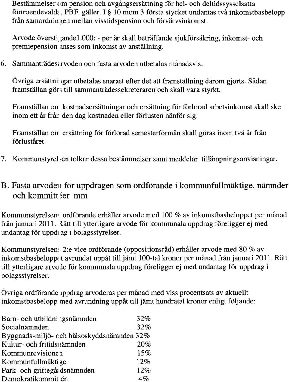 000: - per år skall beträffande sjukförsäkring, inkomst- och premiepension anses som inkomst av anställning. 6. Sammanträdes. rvoden och fasta arvoden utbetalas månadsvis.