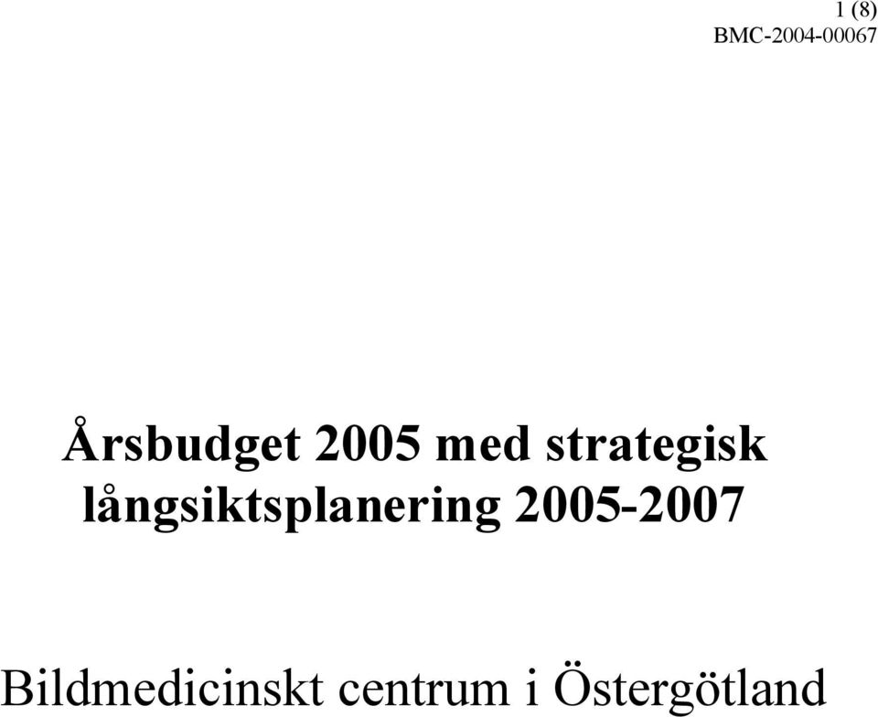 långsiktsplanering 2005-2007