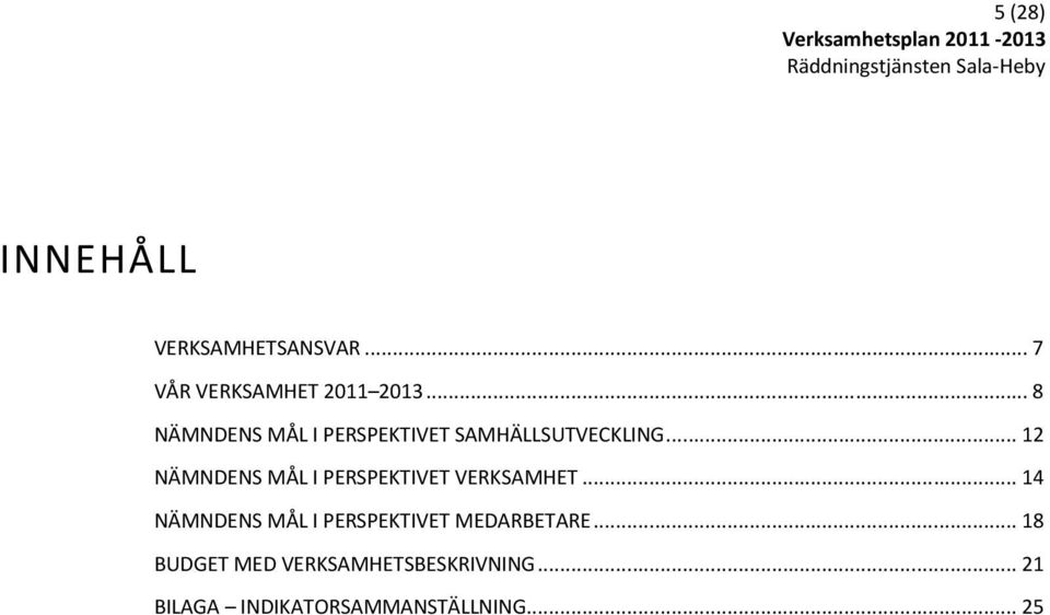 .. 12 NÄMNDENS MÅL I PERSPEKTIVET VERKSAMHET.