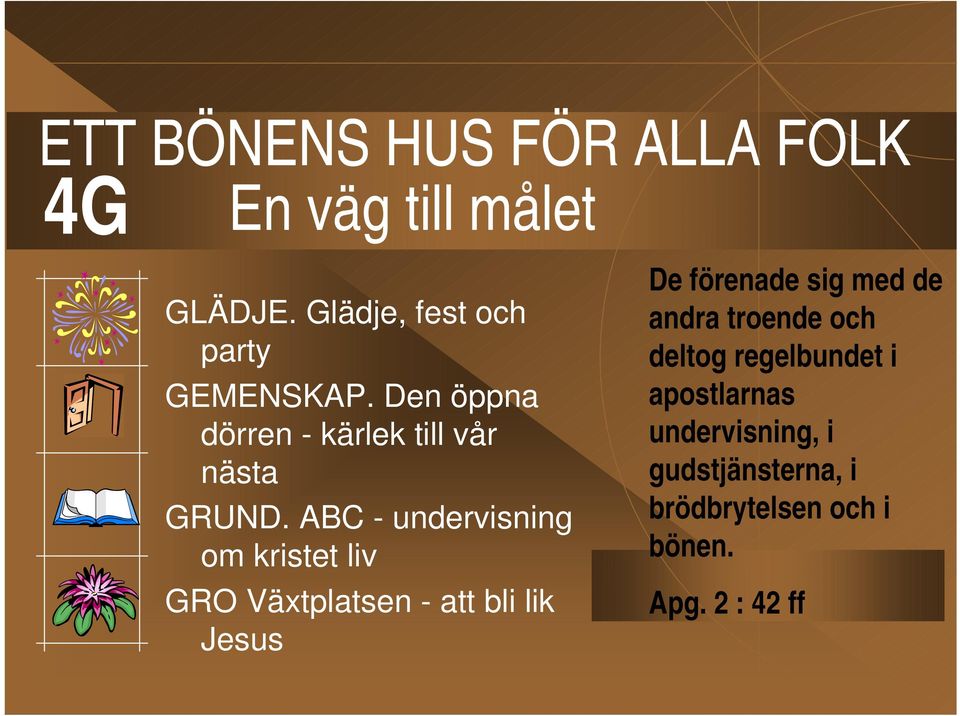 ABC - undervisning om kristet liv GRO Växtplatsen - att bli lik Jesus De förenade sig med