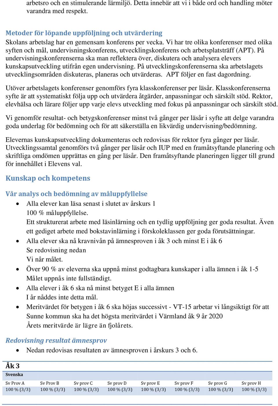 Vi har tre olika konferenser med olika syften och mål, undervisningskonferens, utvecklingskonferens och arbetsplatsträff (APT).