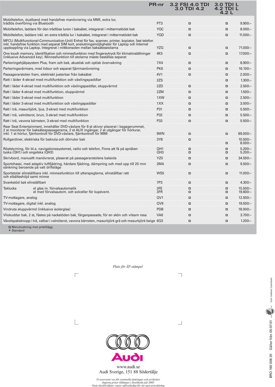 en extra trådlös lur i baksätet, integrerat i mittarmstödet bak YQD 11.000: MFCU (Multifunctional-Communication-Unit) Enhet för fax, scanner, printer, kopiator, fast telefon inkl.