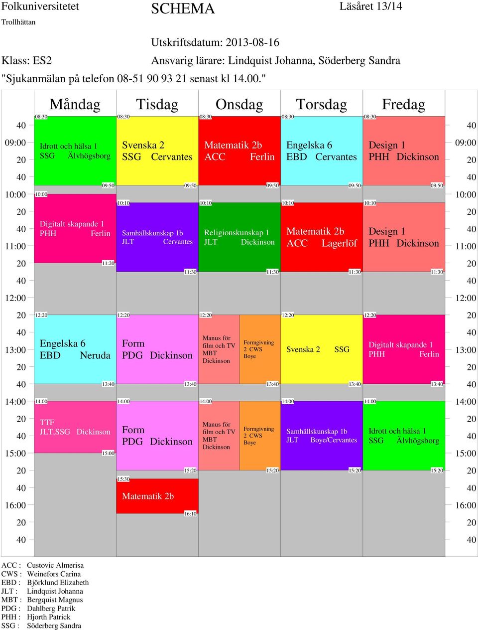 Religionskunskap 1 JLT 12: TV MBT TV MBT 2 CWS Boye 13: 2 CWS Boye 15: EBD Cervantes 12: SSG 13: Samhällskunskap 1b