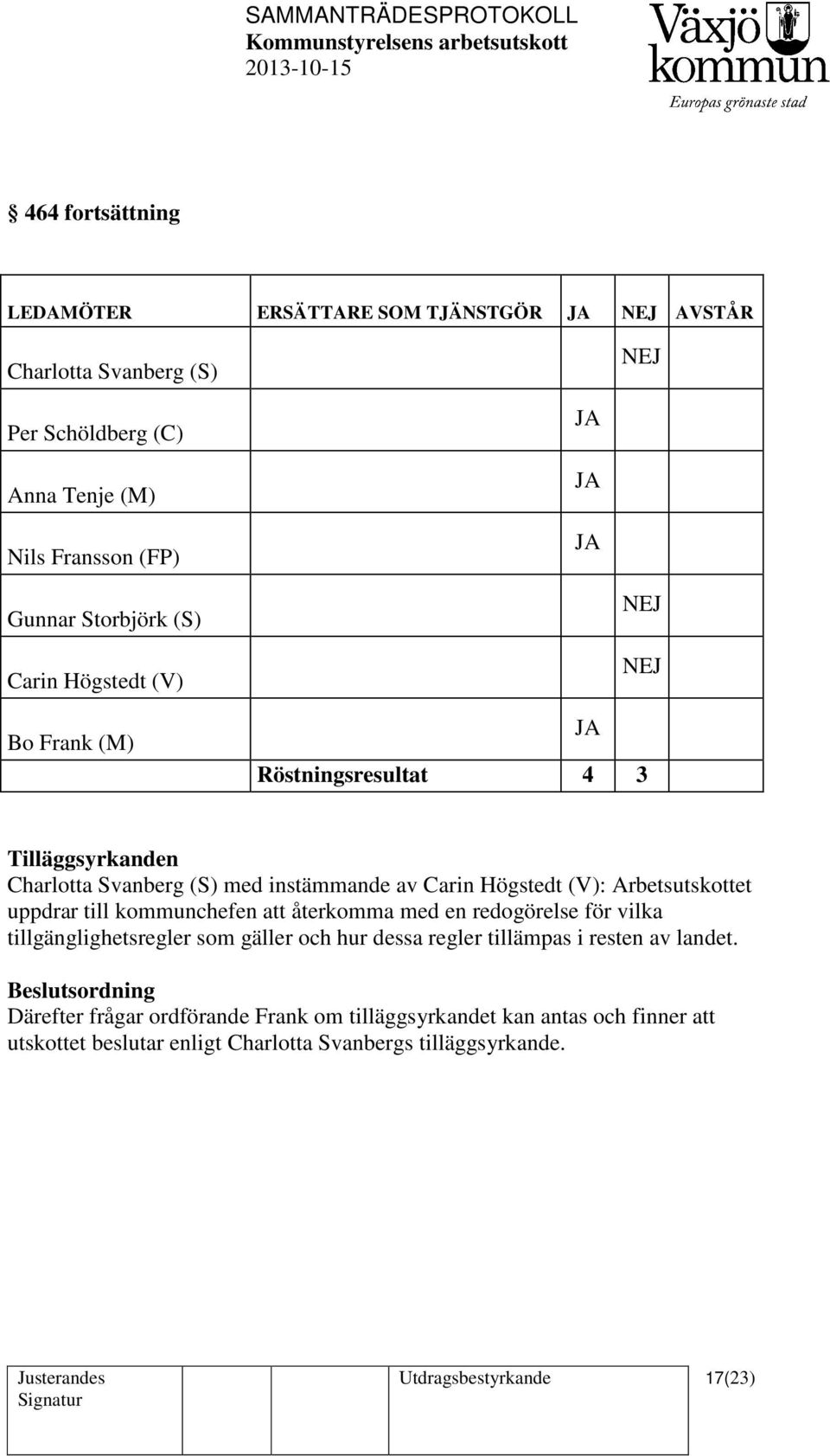 Arbetsutskottet uppdrar till kommunchefen att återkomma med en redogörelse för vilka tillgänglighetsregler som gäller och hur dessa regler tillämpas i resten av landet.