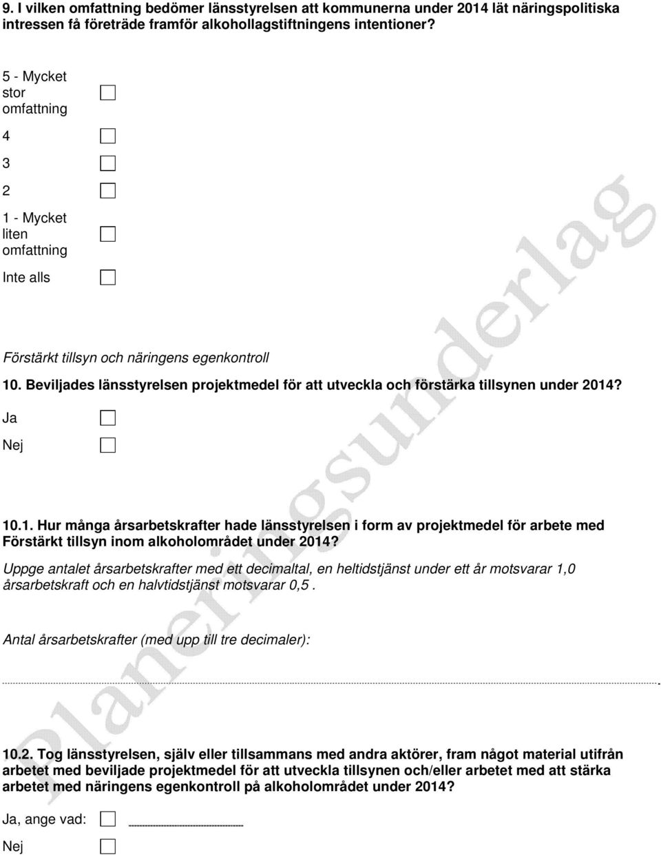 Beviljades länsstyrelsen projektmedel för att utveckla och förstärka tillsynen under 2014