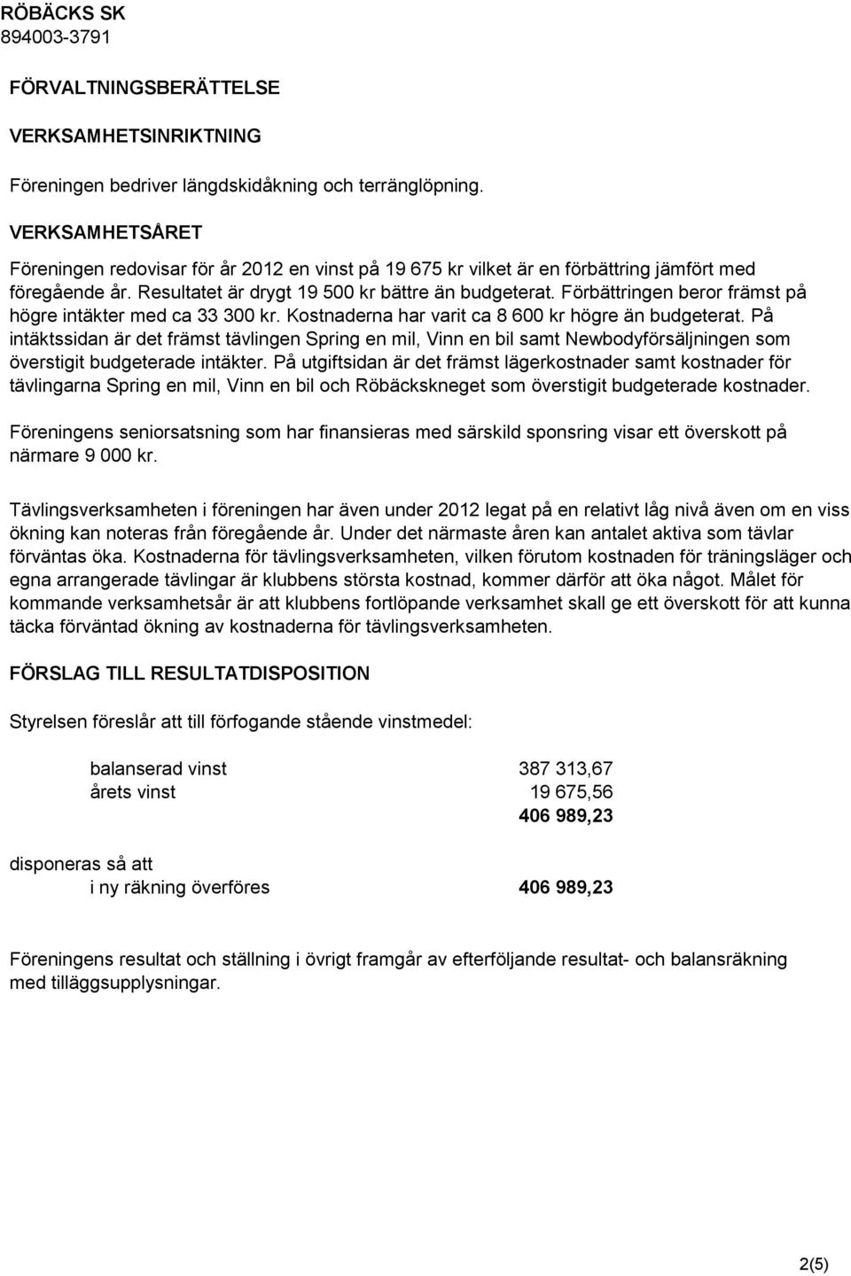 Förbättringen beror främst på högre intäkter med ca 33 300 kr. Kostnaderna har varit ca 8 600 kr högre än budgeterat.