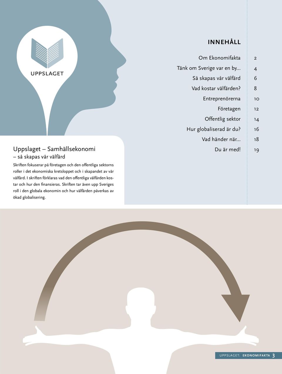 16 Uppslaget Samhällsekonomi så skapas vår välfärd Skriften fokuserar på företagen och den offentliga sektorns roller i det ekonomiska kretsloppet och i