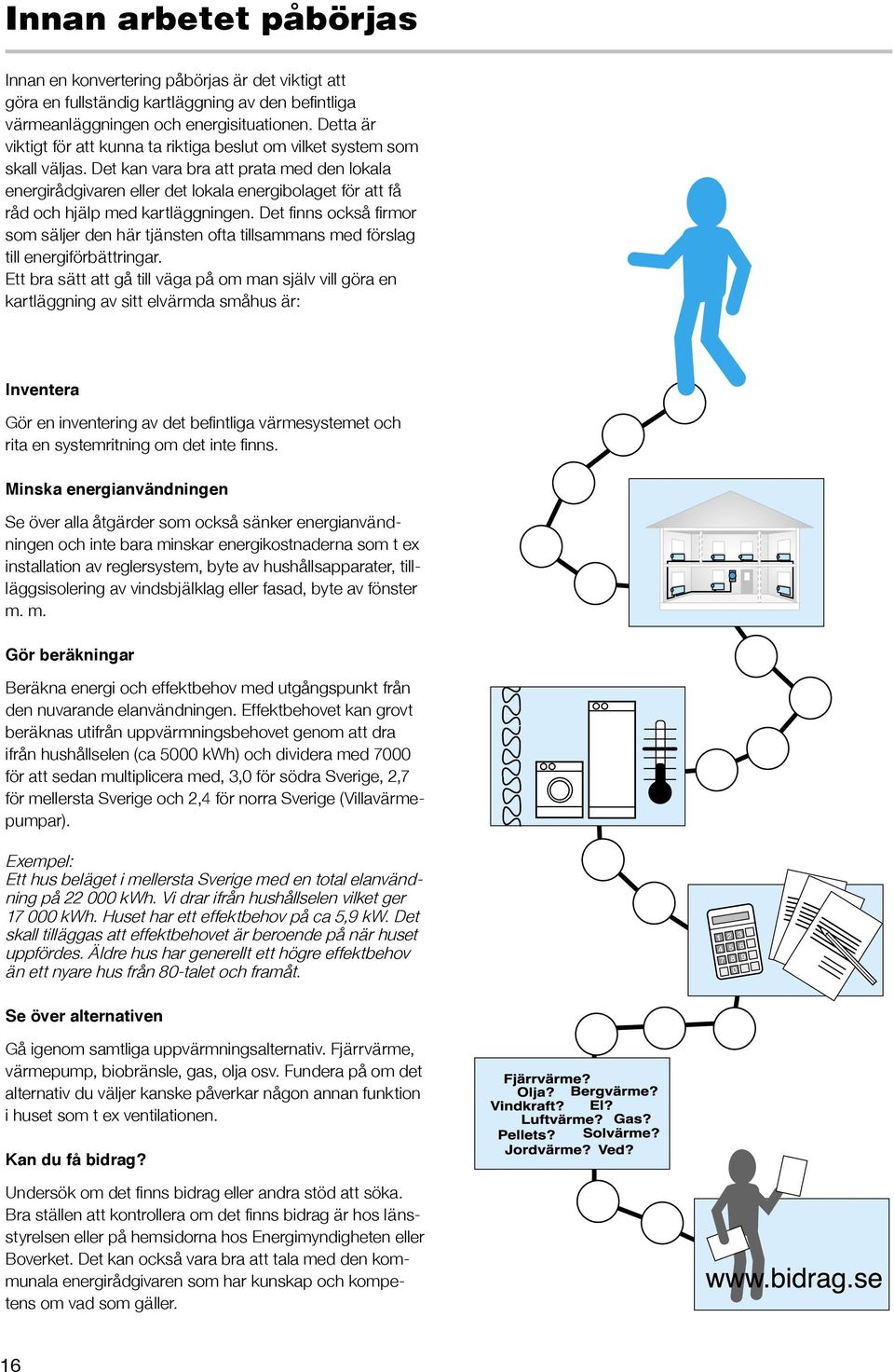 Det kan vara bra att prata med den lokala energirådgivaren eller det lokala energibolaget för att få råd och hjälp med kartläggningen.