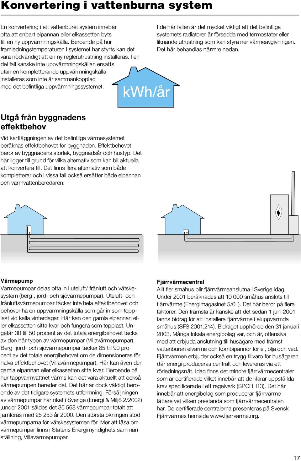 I en del fall kanske inte uppvärmningskällan ersätts utan en kompletterande uppvärmningskälla installeras som inte är sammankopplad med det befintliga uppvärmningssystemet.