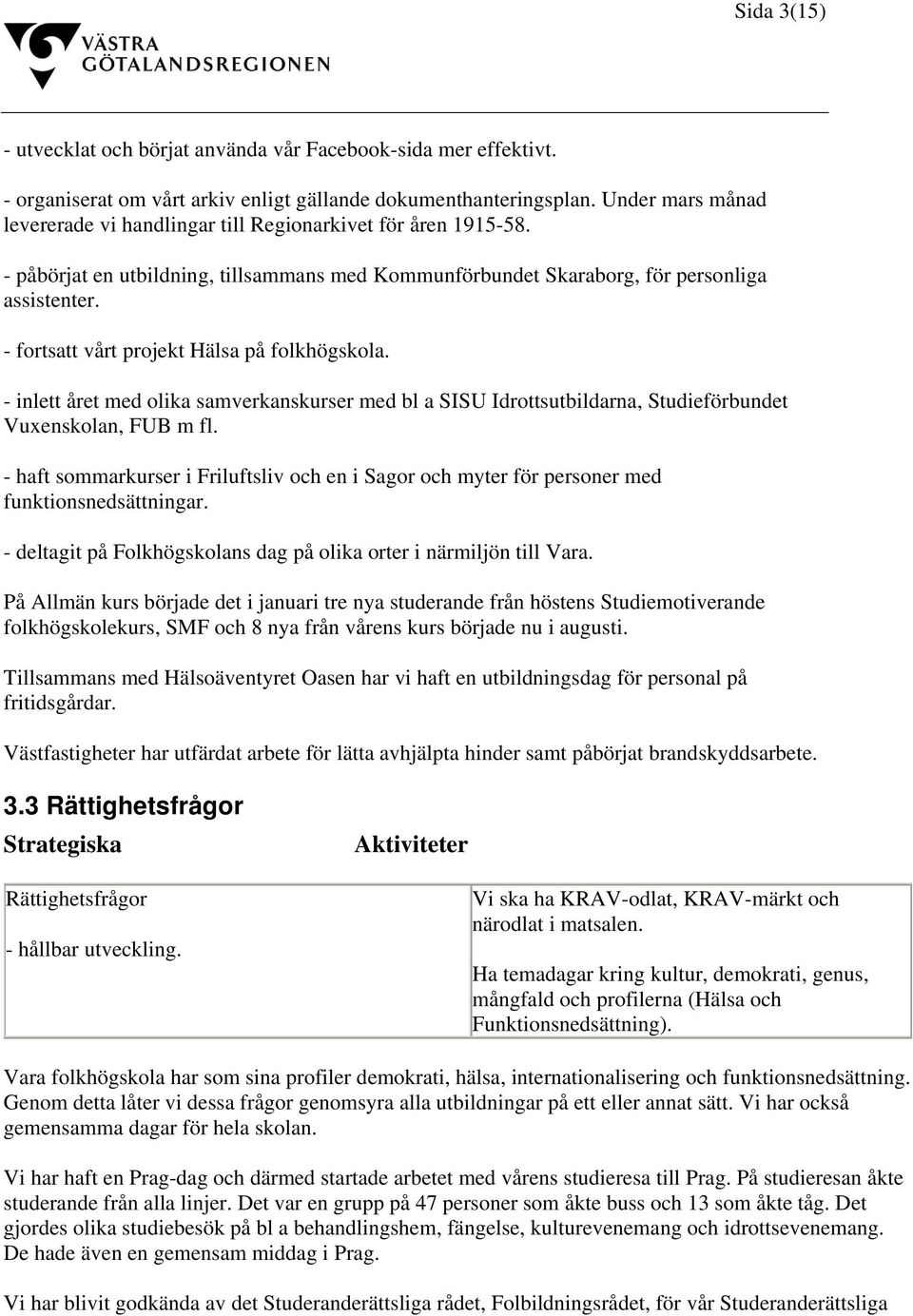 - fortsatt vårt projekt Hälsa på folkhögskola. - inlett året med olika samverkanskurser med bl a SISU Idrottsutbildarna, Studieförbundet Vuxenskolan, FUB m fl.