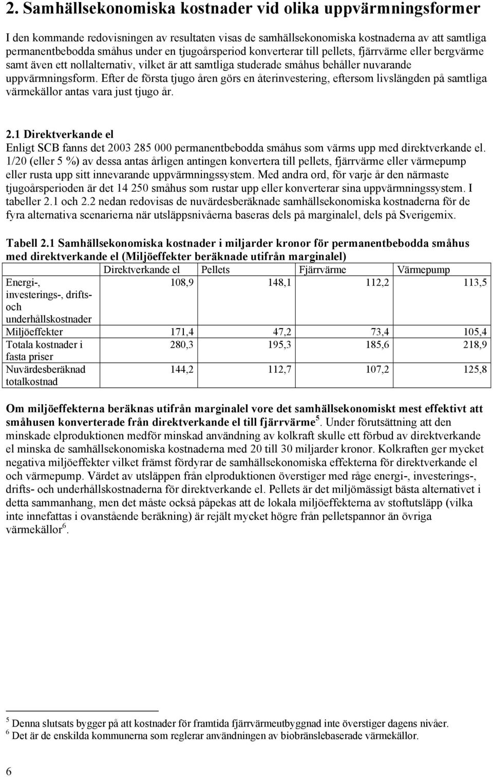 Efter de första tjugo åren görs en återinvestering, eftersom livslängden på samtliga värmekällor antas vara just tjugo år. 2.