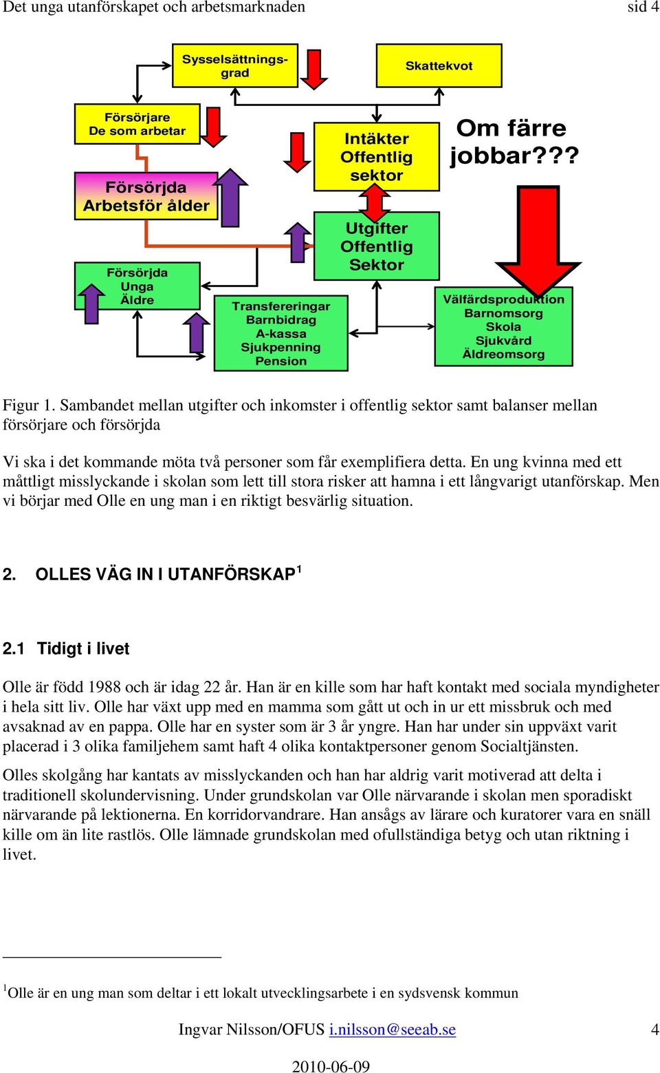 Sambandet mellan utgifter och inkomster i offentlig sektor samt balanser mellan försörjare och försörjda Vi ska i det kommande möta två personer som får exemplifiera detta.