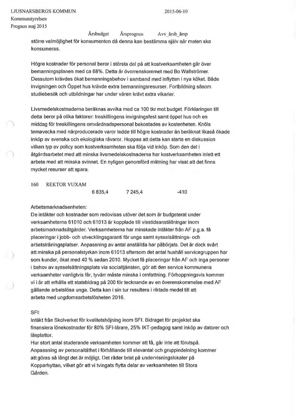 Dessutom krävdes ökat bemanningsbehov i samband med inflytten i nya köket. Både invigningen och Öppet hus krävde extra bemanningsresurser.