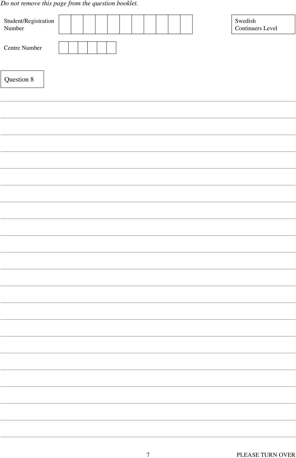 Student/Registration Number Swedish