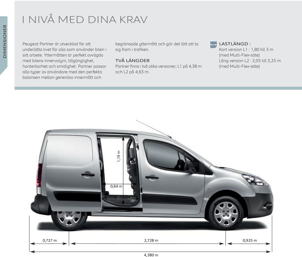 Partner passar alla typer av användare med den perfekta balansen mellan generösa innermått och begränsade yttermått och gör det lätt att ta sig fram i trafiken.