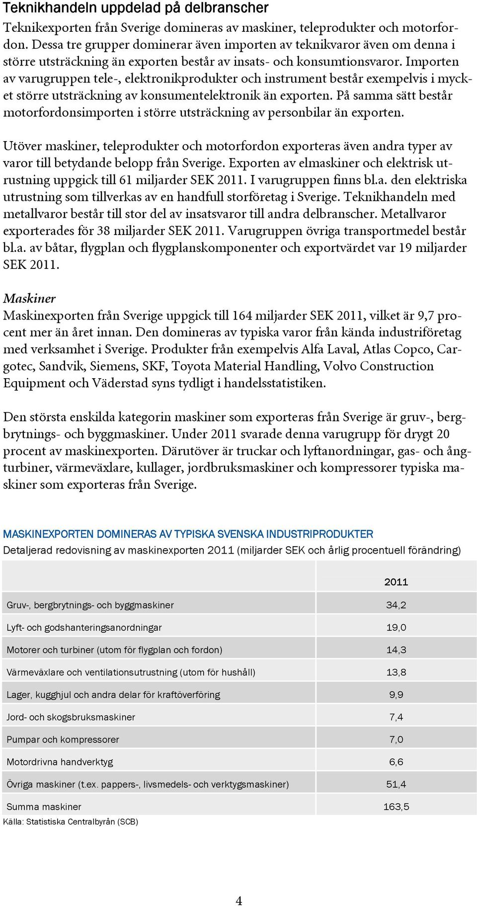 Importen av varugruppen tele-, elektronikprodukter och instrument består exempelvis i mycket större utsträckning av konsumentelektronik än exporten.