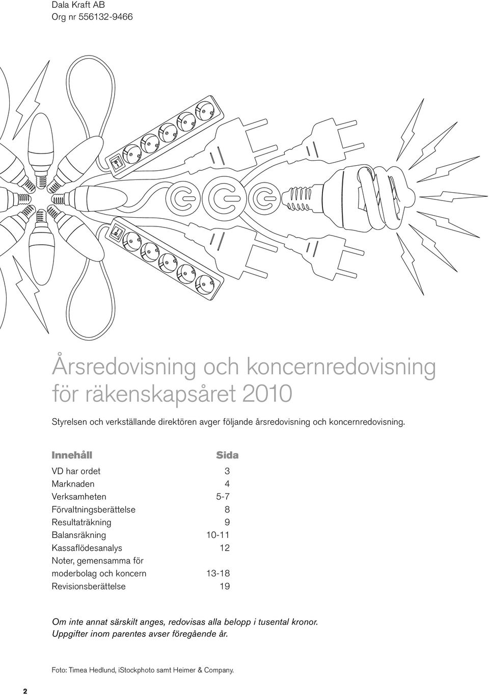 Innehåll Sida VD har ordet 3 Marknaden 4 Verksamheten 5-7 Förvaltningsberättelse 8 Resultaträkning 9 Balansräkning 10-11 Kassaflödesanalys 12