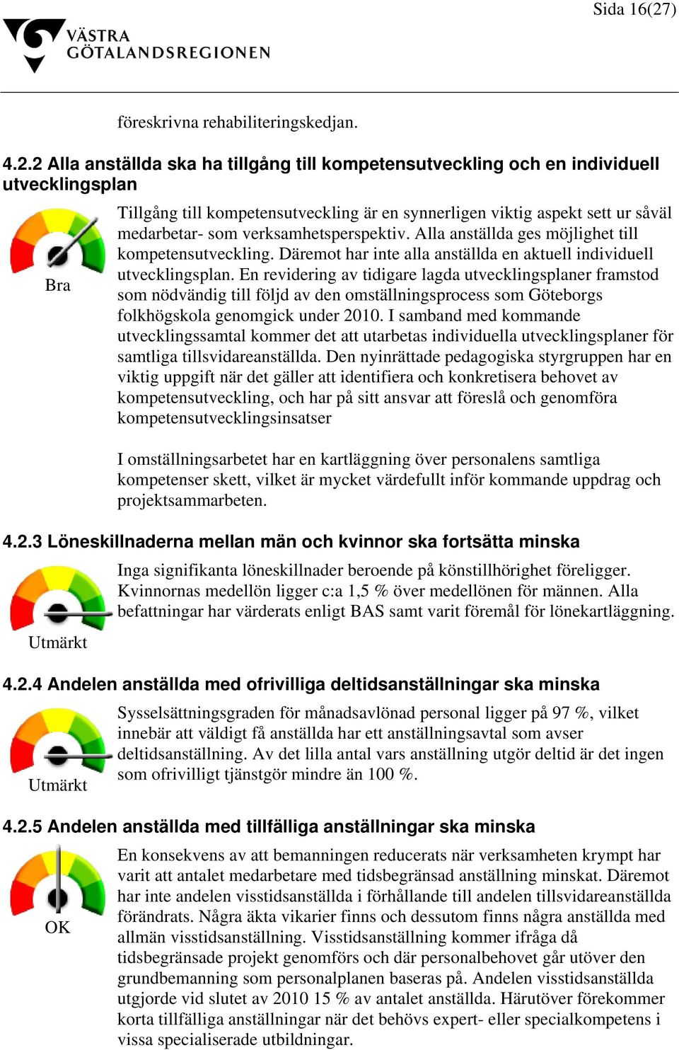 2 Alla anställda ska ha tillgång till kompetensutveckling och en individuell utvecklingsplan Bra Tillgång till kompetensutveckling är en synnerligen viktig aspekt sett ur såväl medarbetar- som