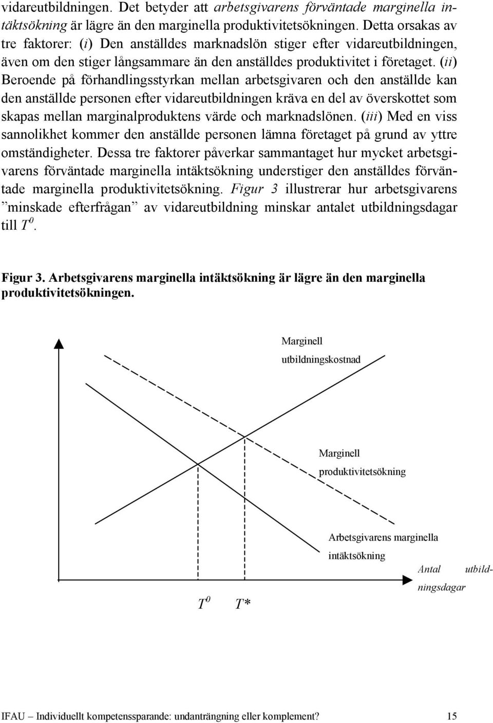 (ii) Beroende på förhandlingsstyrkan mellan arbetsgivaren och den anställde kan den anställde personen efter vidareutbildningen kräva en del av överskottet som skapas mellan marginalproduktens värde