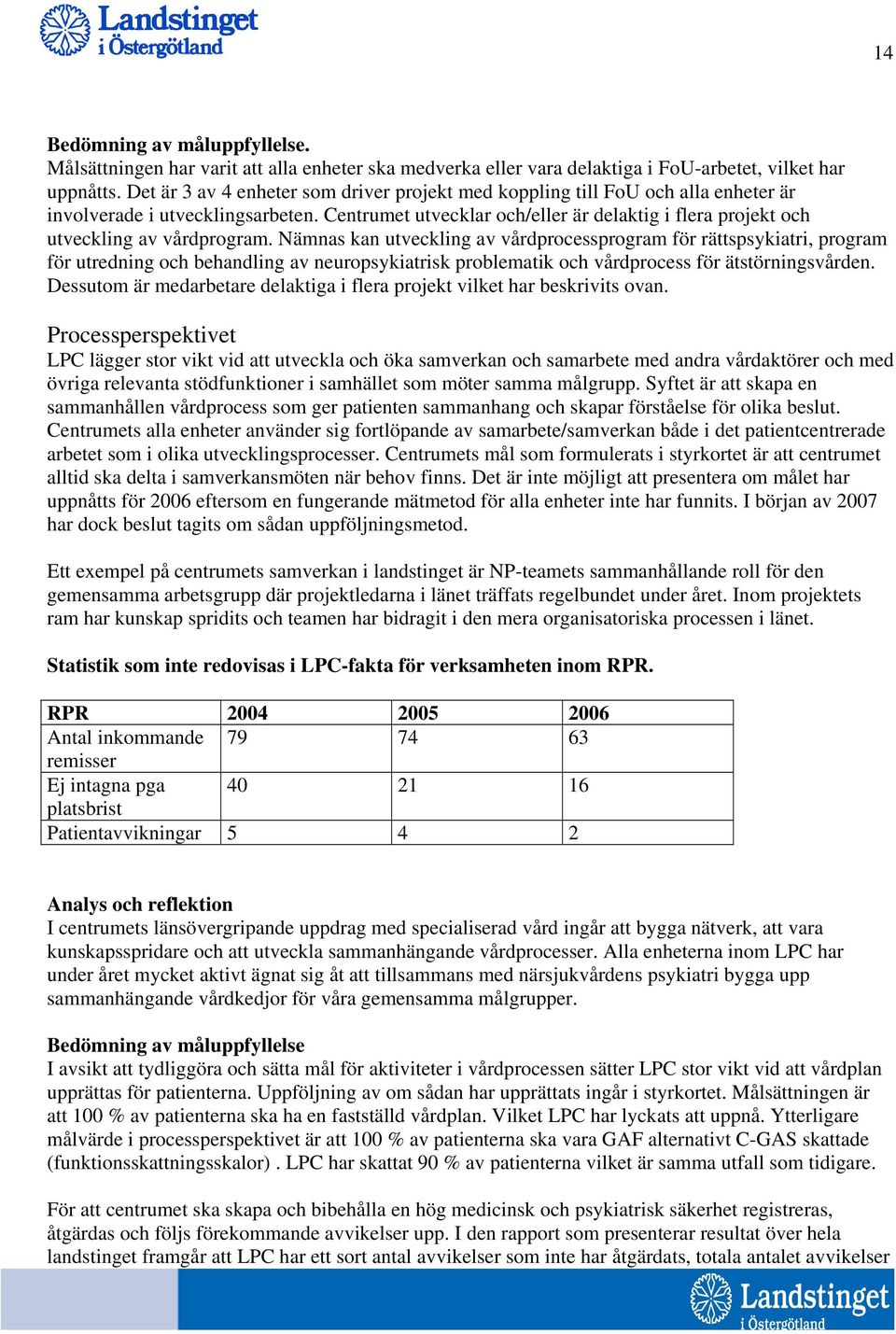 Centrumet utvecklar och/eller är delaktig i flera projekt och utveckling av vårdprogram.