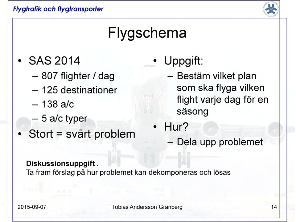 dag för en säsong Hur? Dela upp problemet Diskussionsuppgift.