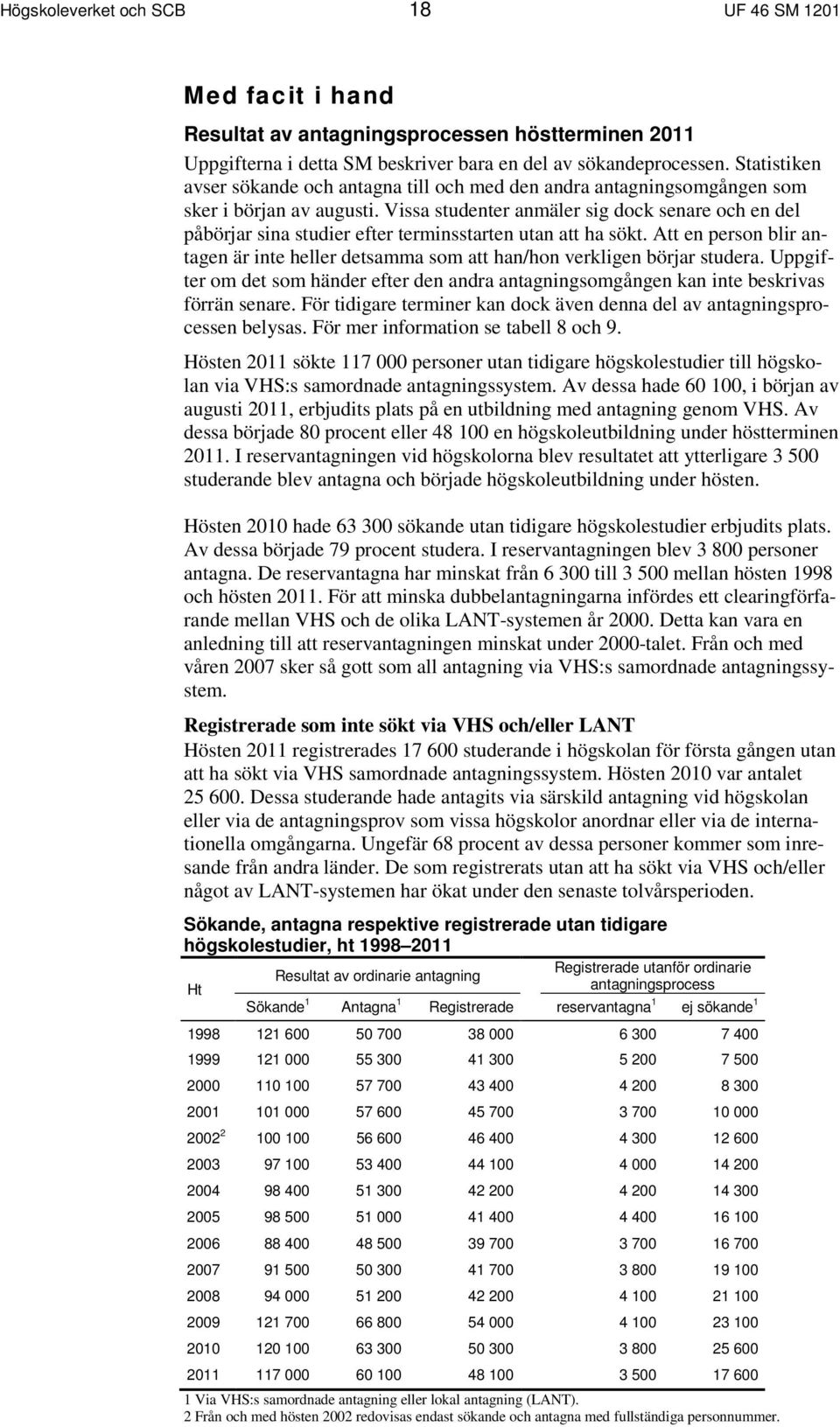 Vissa studenter anmäler sig dock senare och en del påbörjar sina studier efter terminsstarten utan att ha sökt.