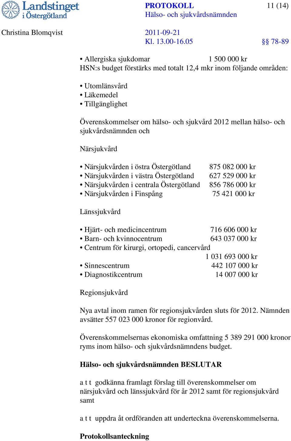 529 000 kr 856 786 000 kr 75 421 000 kr Länssjukvård Hjärt- och medicincentrum 716 606 000 kr Barn- och kvinnocentrum 643 037 000 kr Centrum för kirurgi, ortopedi, cancervård 1 031 693 000 kr