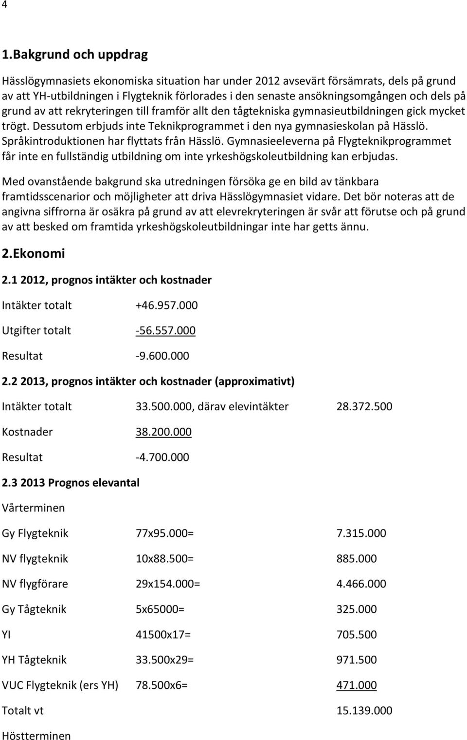 Språkintroduktionen har flyttats från Hässlö. Gymnasieeleverna på Flygteknikprogrammet får inte en fullständig utbildning om inte yrkeshögskoleutbildning kan erbjudas.