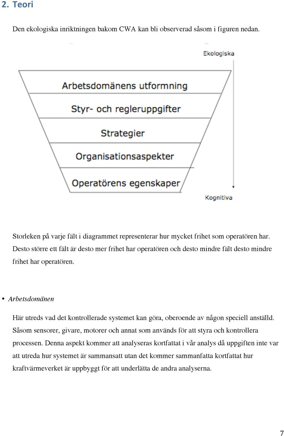 Arbetsdomänen Här utreds vad det kontrollerade systemet kan göra, oberoende av någon speciell anställd.