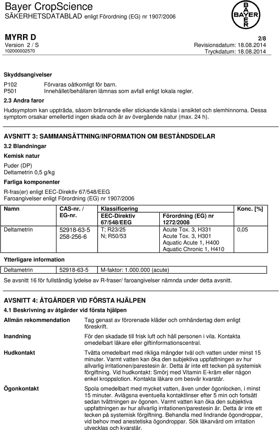 AVSNITT 3: SAMMANSÄTTNING/INFORMATION OM BESTÅNDSDELAR 3.