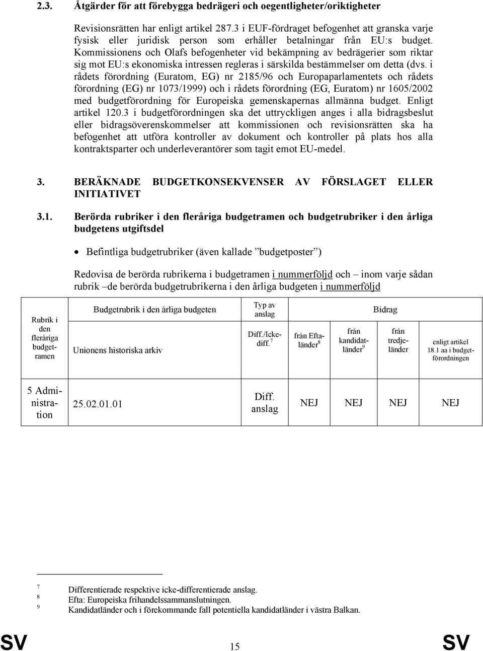 Kommissionens och Olafs befogenheter vid bekämpning av bedrägerier som riktar sig mot EU:s ekonomiska intressen regleras i särskilda bestämmelser om detta (dvs.