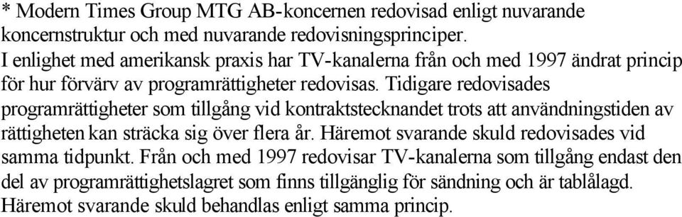 Tidigare redovisades programrättigheter som tillgång vid kontraktstecknandet trots att användningstiden av rättigheten kan sträcka sig över flera år.