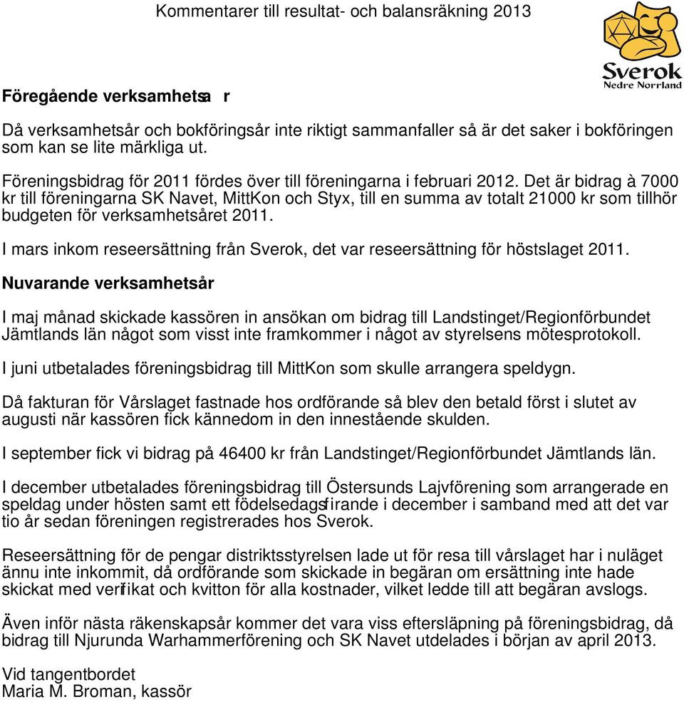 Det är bidrag à 7000 kr till föreningarna SK Navet, MittKon och Styx, till en summa av totalt 21000 kr som tillhör budgeten för verksamhetsåret 2011.