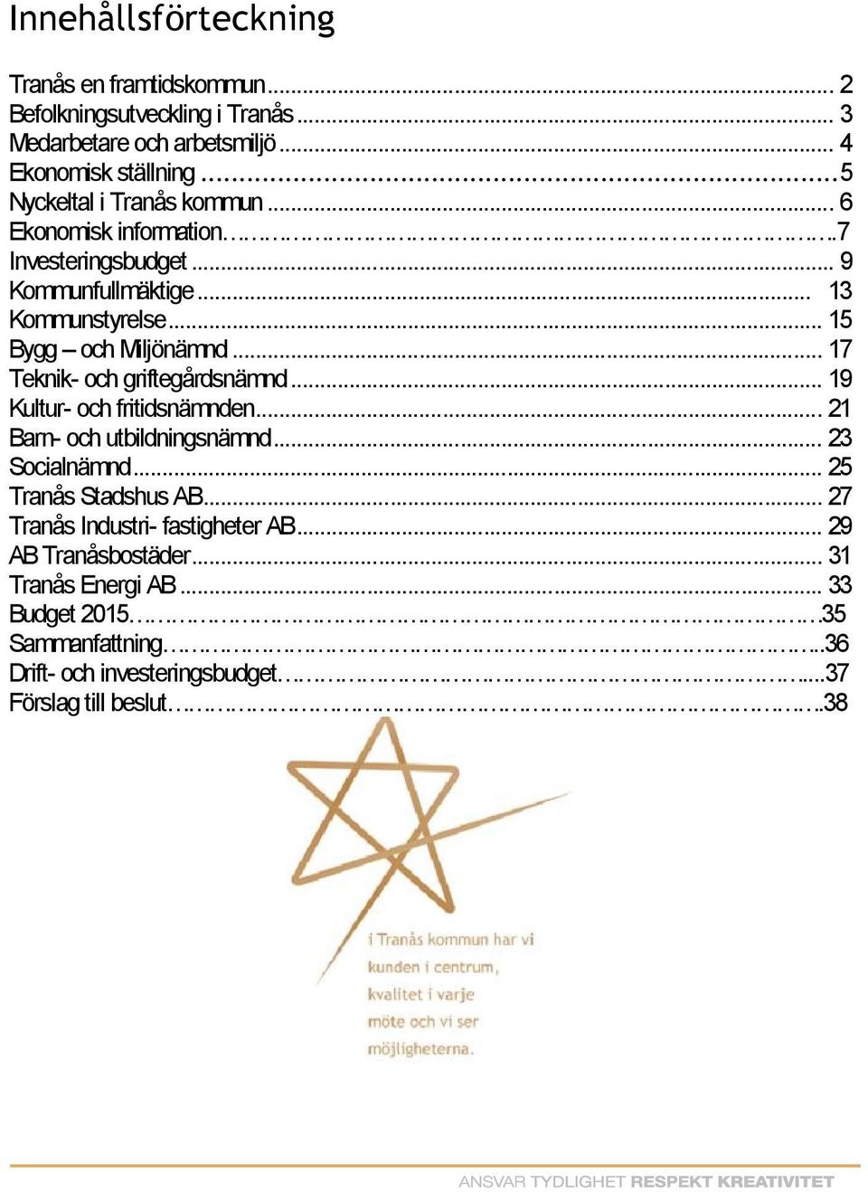 .. 17 Teknik- och griftegårdsnämnd... 19 Kultur- och fritidsnämnden... 21 Barn- och utbildningsnämnd... 23 Socialnämnd... 25 Tranås Stadshus AB.