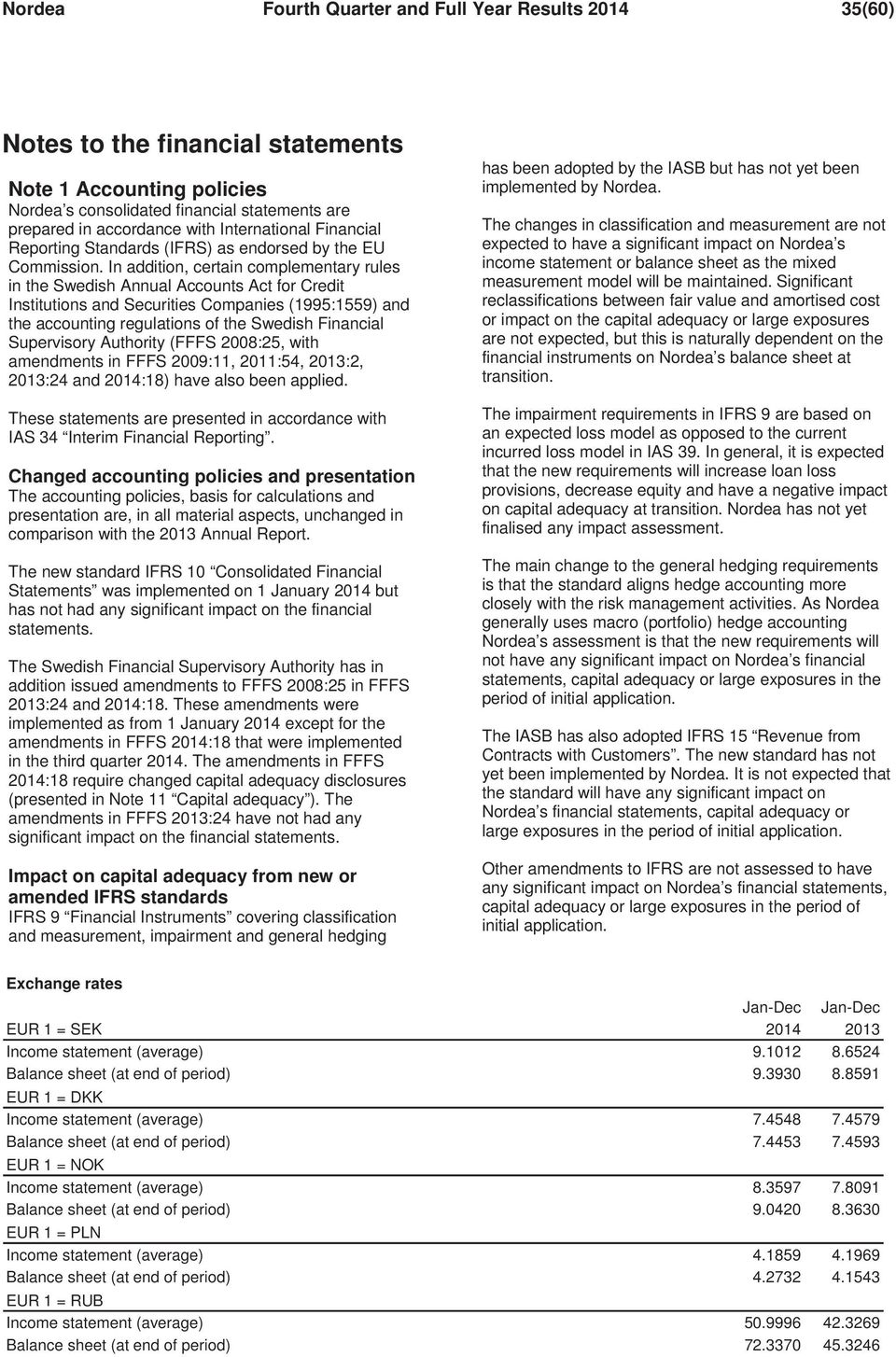 In addition, certain complementary rules in the Swedish Annual Accounts Act for Credit Institutions and Securities Companies (1995:1559) and the accounting regulations of the Swedish Financial