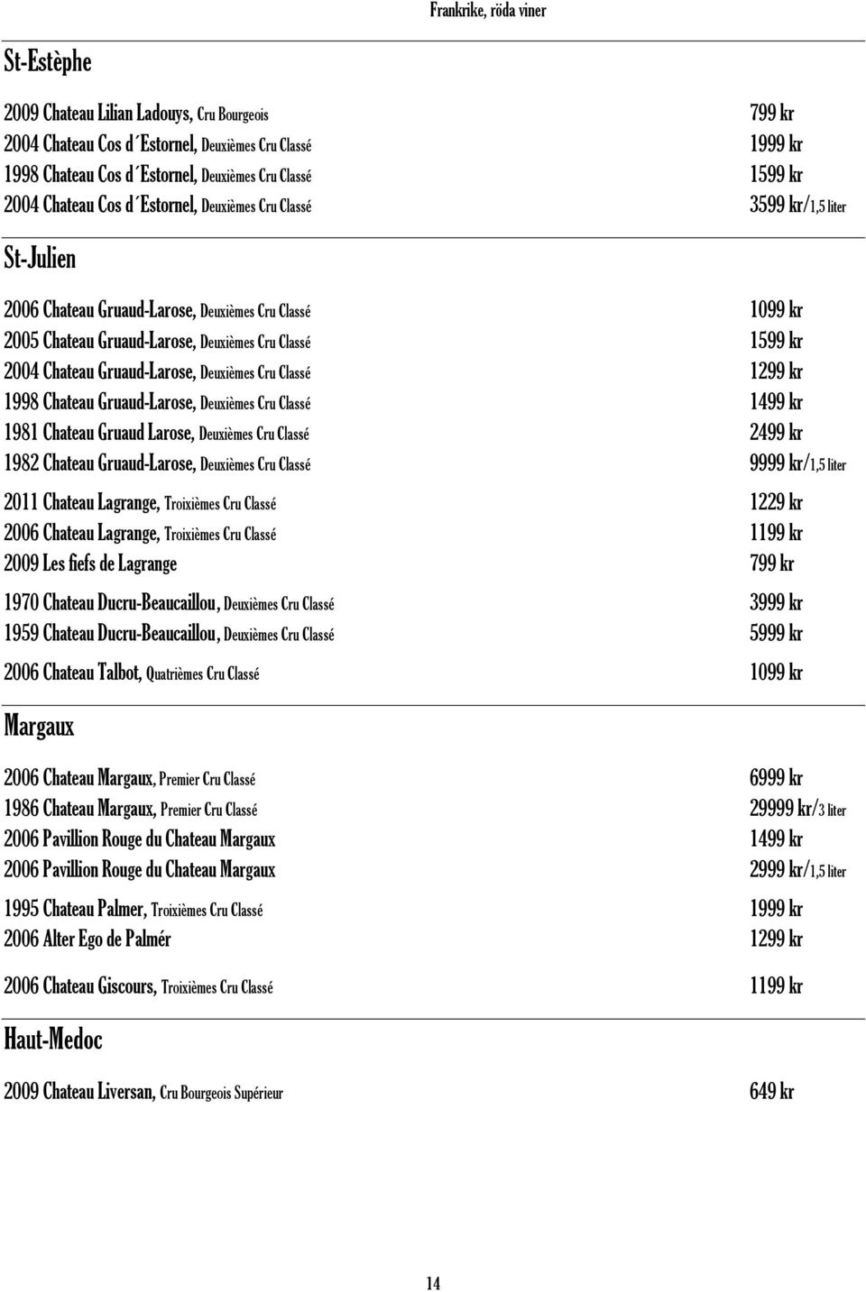 Chateau Gruaud-Larose, DeuxiХmes Cru ClassИ 1299 kr 1998 Chateau Gruaud-Larose, DeuxiХmes Cru ClassИ 1499 kr 1981 Chateau Gruaud Larose, DeuxiХmes Cru ClassИ 2499 kr 1982 Chateau Gruaud-Larose,