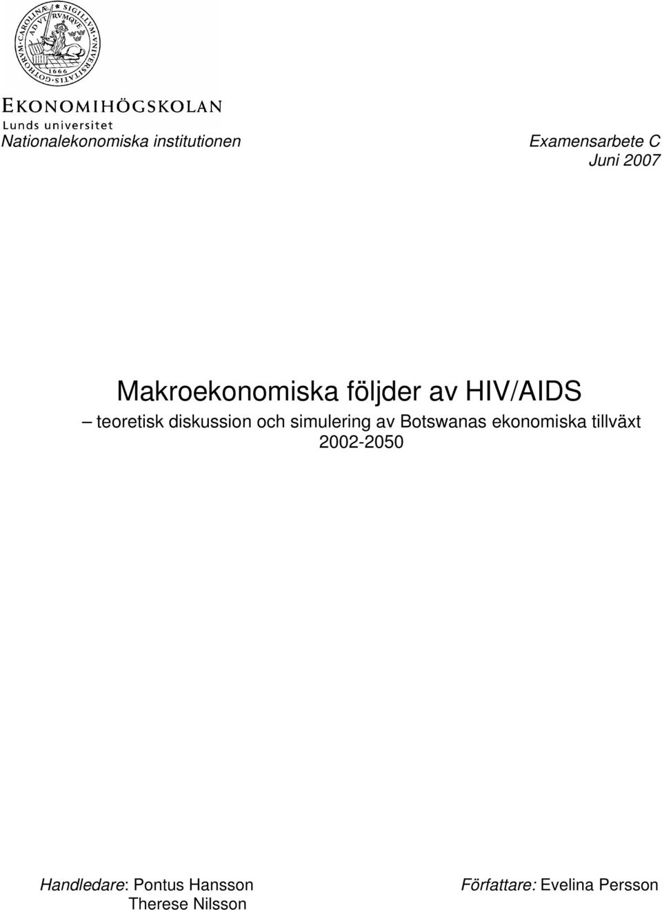 oc simulerin av Boswanas ekonomiska illväx 2002-2050