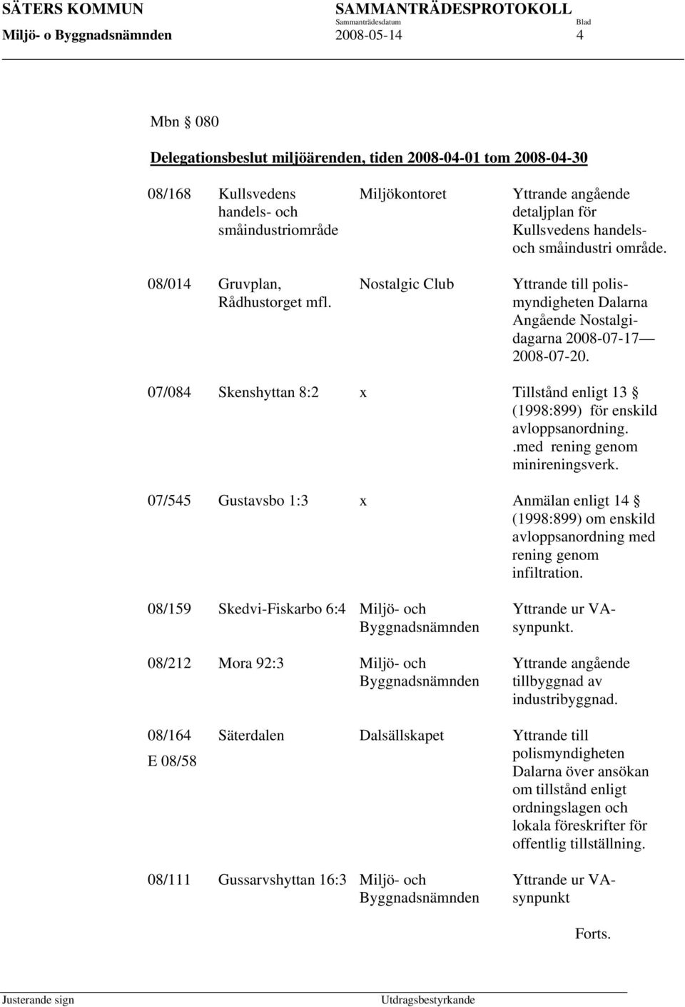 07/084 Skenshyttan 8:2 x Tillstånd enligt 13 (1998:899) för enskild avloppsanordning..med rening genom minireningsverk.