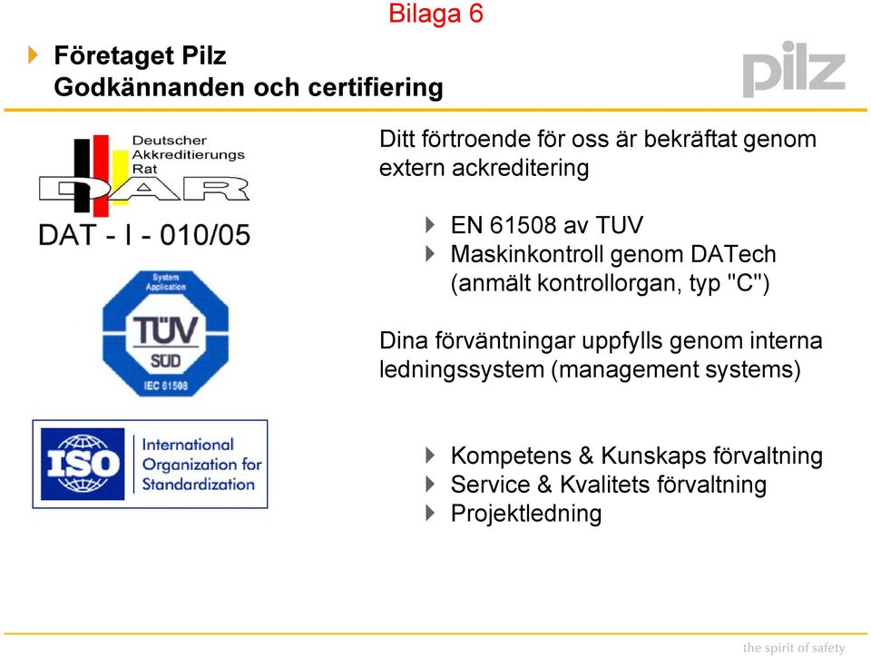 kontrollorgan, typ "C") Dina förväntningar uppfylls genom interna ledningssystem