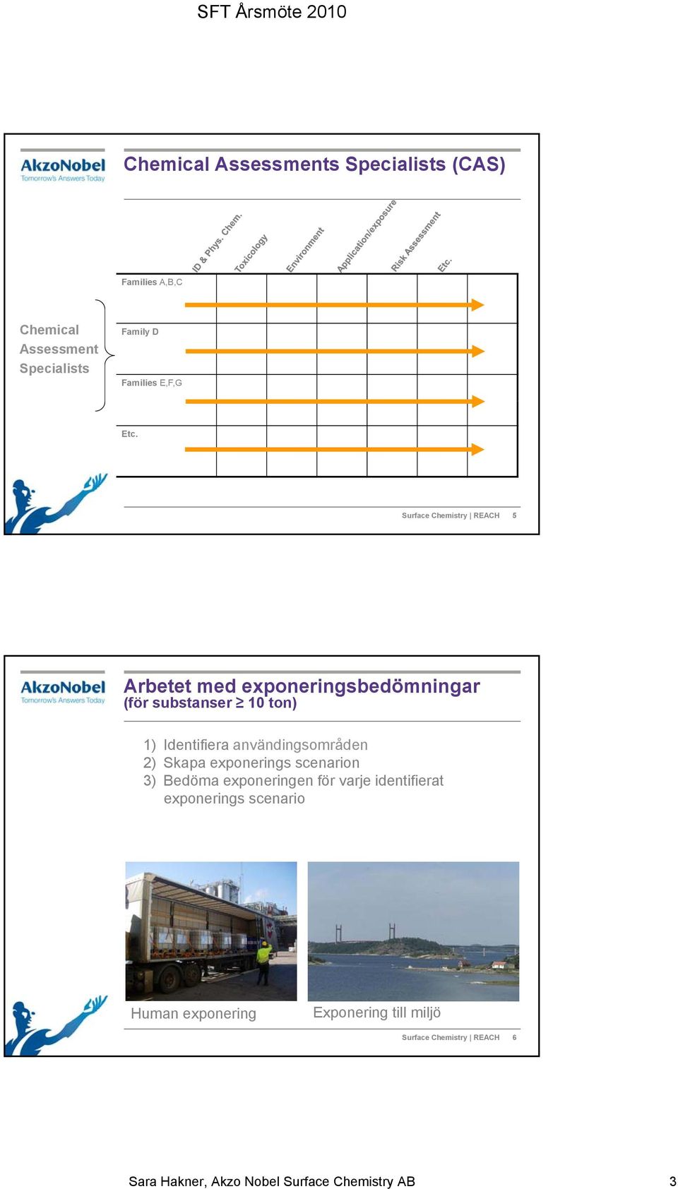 användingsområden 2) Skapa exponerings scenarion 3) Bedöma exponeringen för varje identifierat