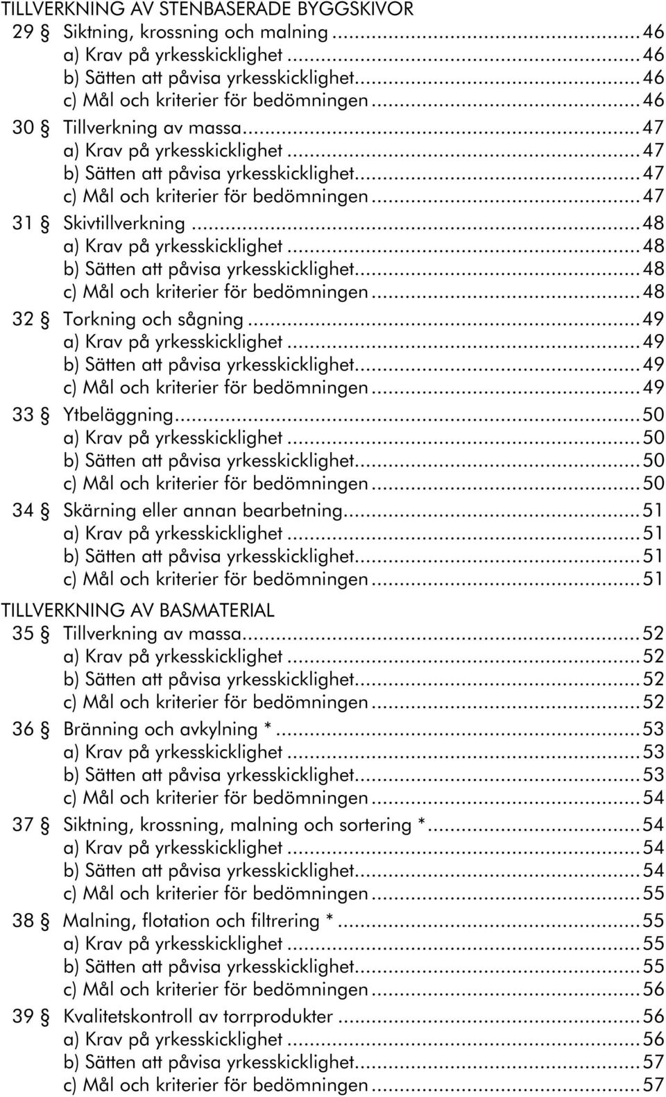 ..51...51...51 TILLVERKNING AV BASMATERIAL 35 Tillverkning av massa...52...52...52...52 36 Bränning och avkylning *...53.